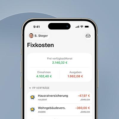 Darstellung von Fixkosten und Verträgen in der FP 360° App